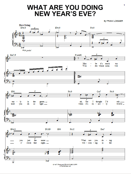 Andy Williams What Are You Doing New Year's Eve? sheet music notes and chords. Download Printable PDF.