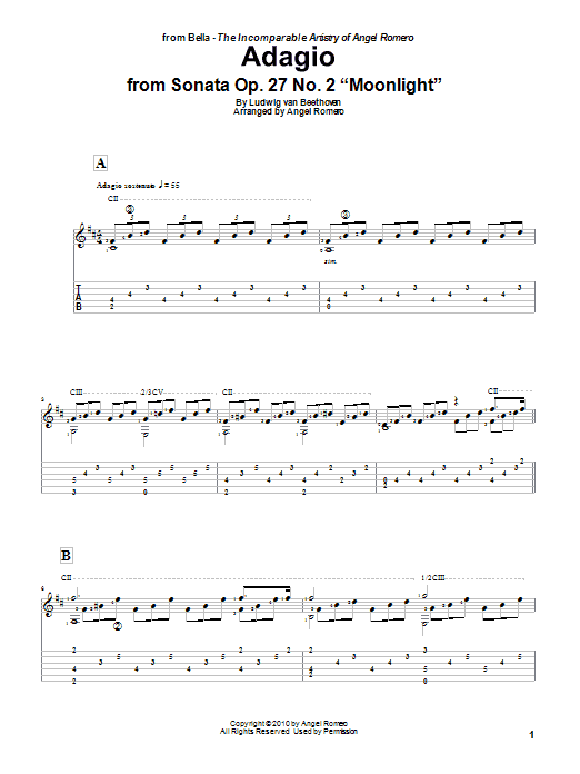 Angel Romero Adagio sheet music notes and chords. Download Printable PDF.