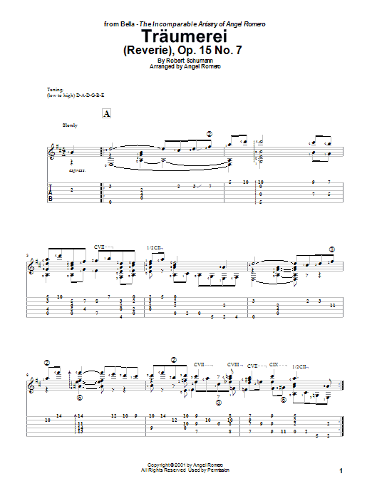 Angel Romero Traumerei (Reverie), Op. 15 No. 7 sheet music notes and chords. Download Printable PDF.