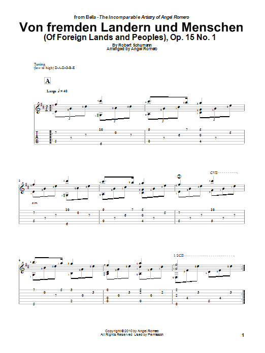 Angel Romero Von Fremden Landern Und Menschen (Of Foreign Lands and Peoples), Op. 15 No. 1 sheet music notes and chords. Download Printable PDF.