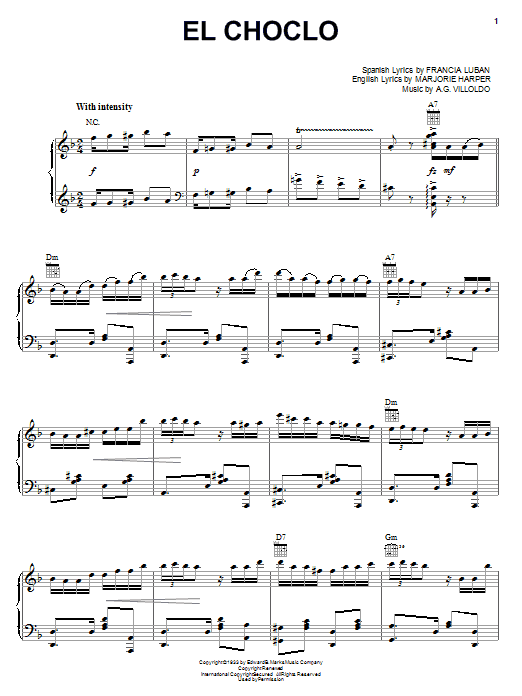 Learn to play Angel Villoldo El Choclo sheet music for Piano, Vocal & Guitar Chords (Right-Hand Melody) in minutes. Price: 7.8900$ Angel Villoldo El Choclo sheet music notes and chords arranged for Piano, Vocal & Guitar Chords (Right-Hand Melody)