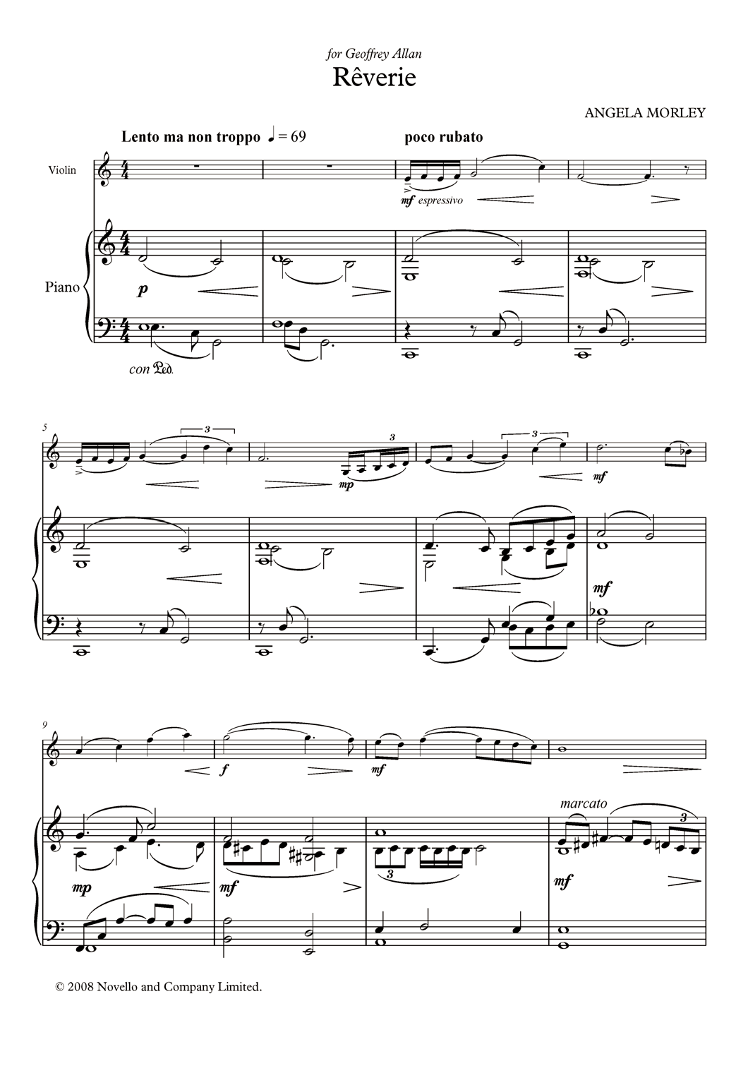 Angela Morley Rêverie (score and parts) sheet music notes and chords. Download Printable PDF.