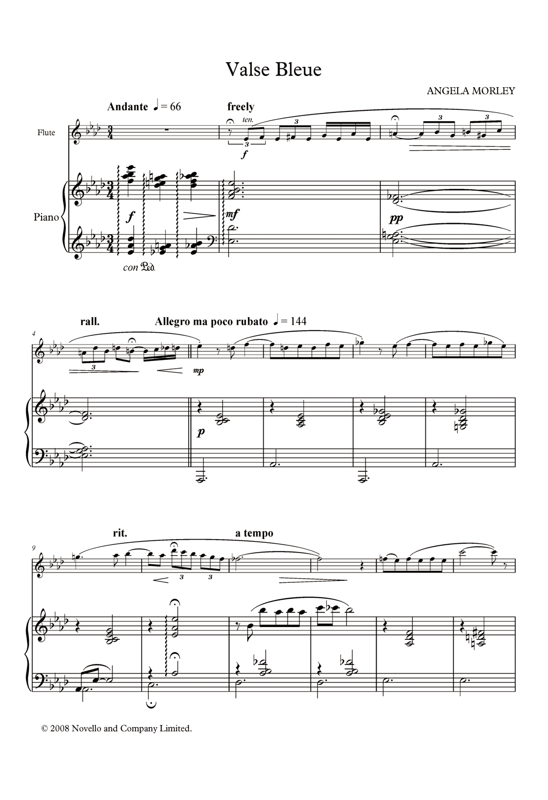 Angela Morley Valse Bleue (score and parts) sheet music notes and chords. Download Printable PDF.