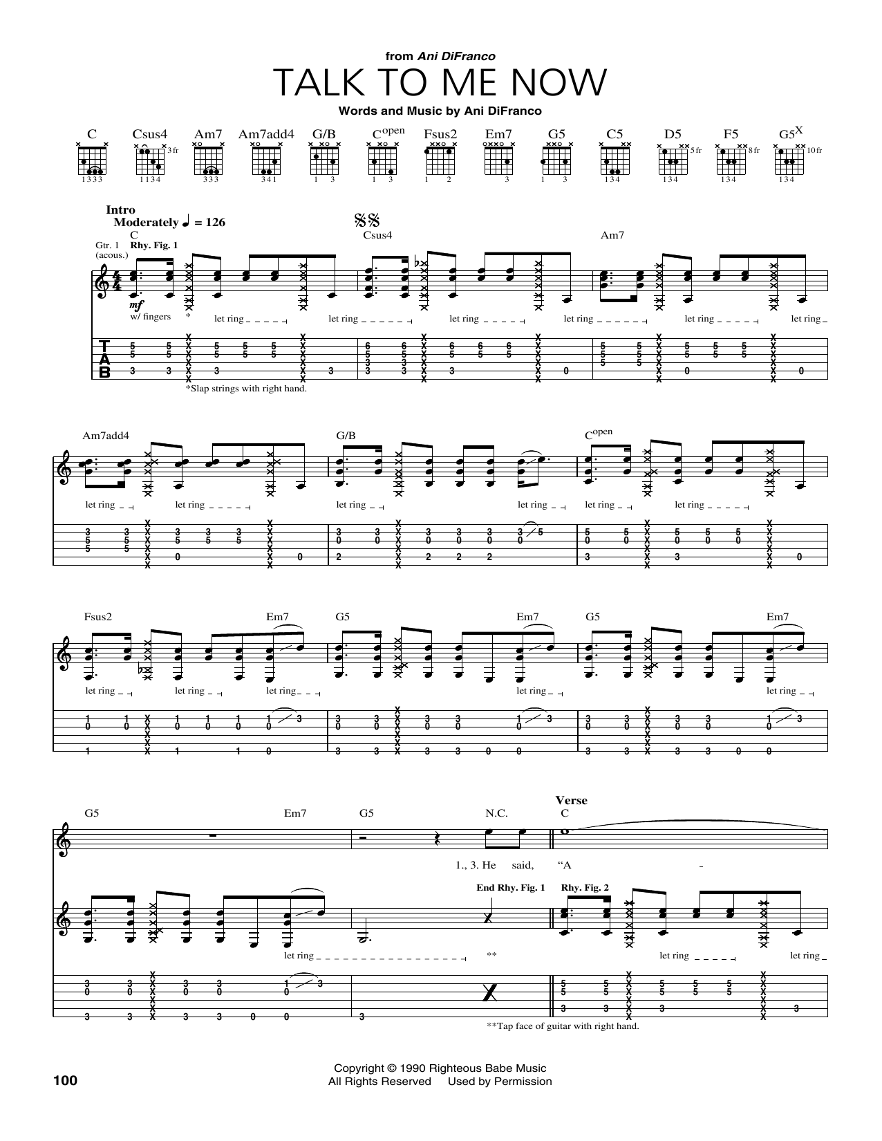 Learn to play Ani DiFranco Talk To Me Now sheet music for Guitar Tab in minutes. Price: 7.8900$ Ani DiFranco Talk To Me Now sheet music notes and chords arranged for Guitar Tab
