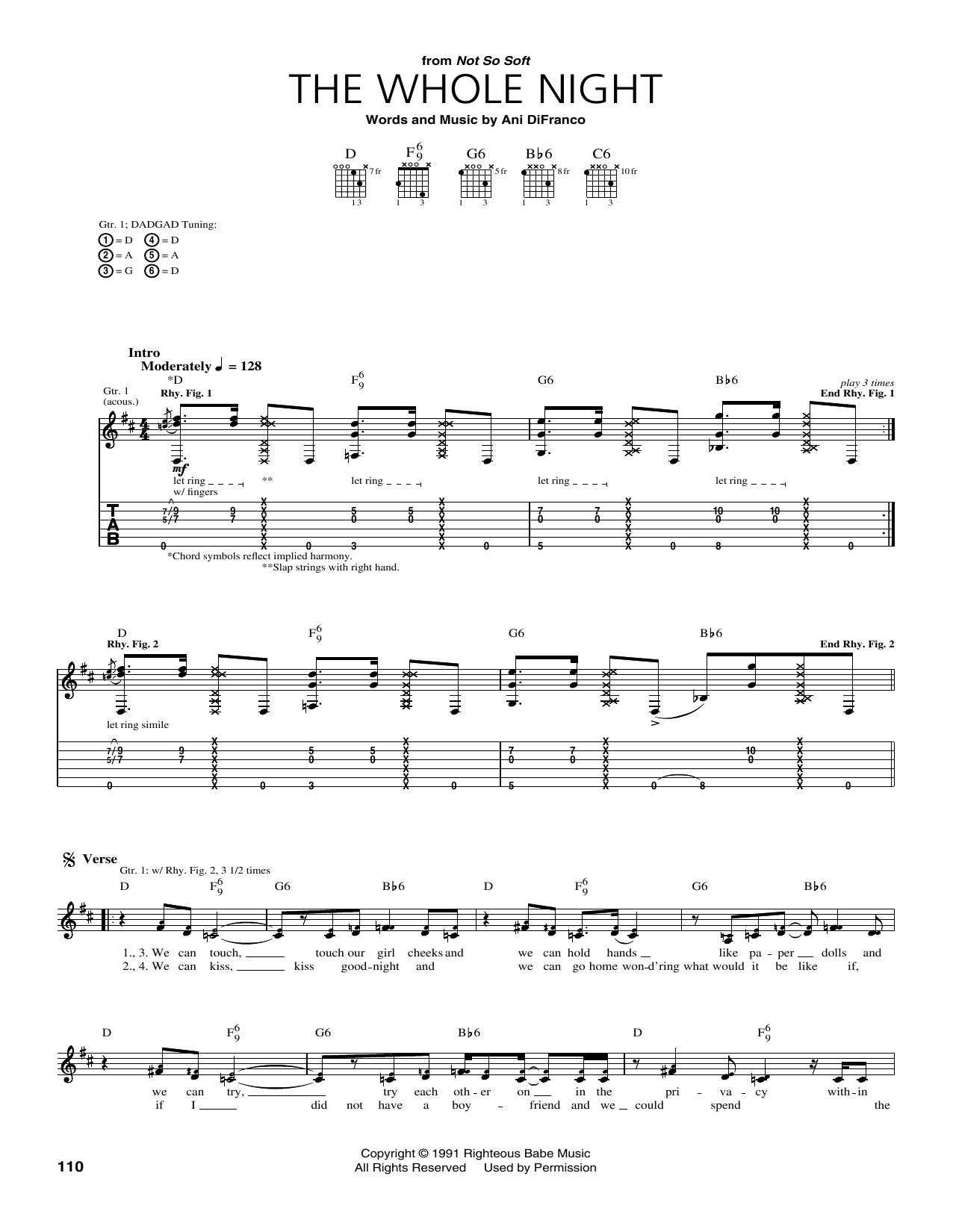 Learn to play Ani DiFranco The Whole Night sheet music for Guitar Tab in minutes. Price: 7.8900$ Ani DiFranco The Whole Night sheet music notes and chords arranged for Guitar Tab