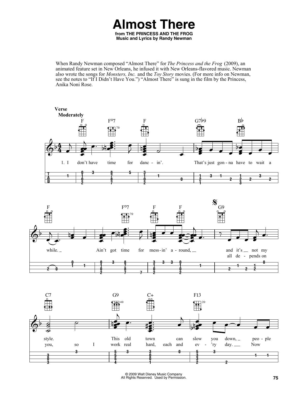 Anika Noni Rose Almost There (from The Princess and the Frog) (arr. Fred Sokolow) sheet music notes and chords. Download Printable PDF.