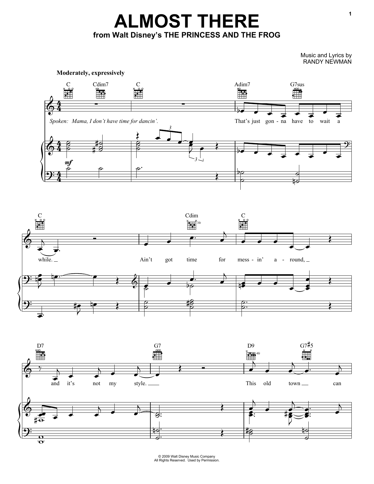 Anika Noni Rose Almost There (from The Princess and the Frog) sheet music notes and chords. Download Printable PDF.