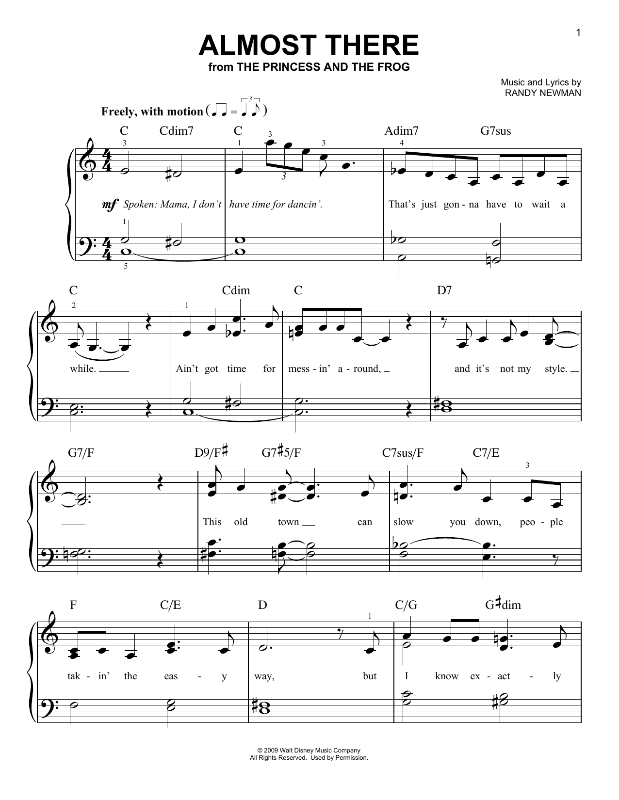 Anika Noni Rose Almost There sheet music notes and chords. Download Printable PDF.