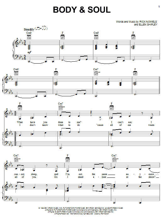 Anita Baker Body & Soul sheet music notes and chords arranged for Piano, Vocal & Guitar Chords (Right-Hand Melody)