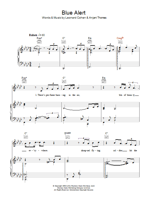 Anjani Blue Alert sheet music notes and chords. Download Printable PDF.