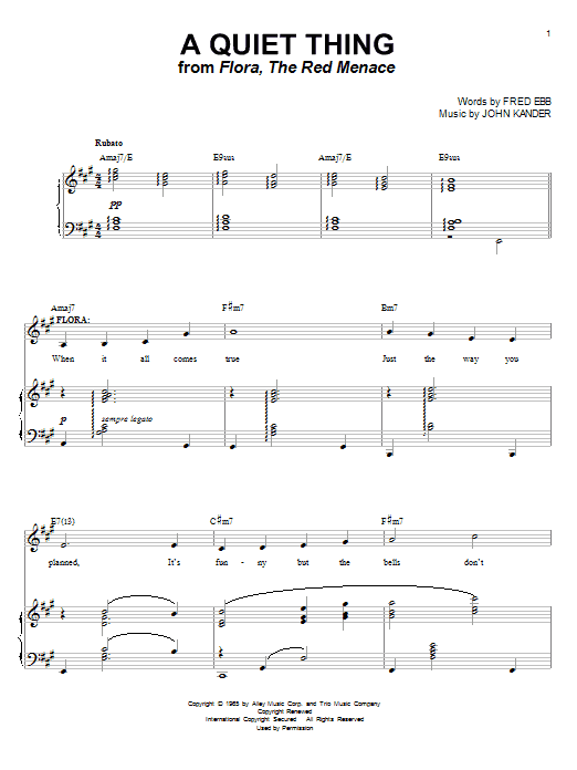 Ann Hampton Callaway A Quiet Thing sheet music notes and chords. Download Printable PDF.