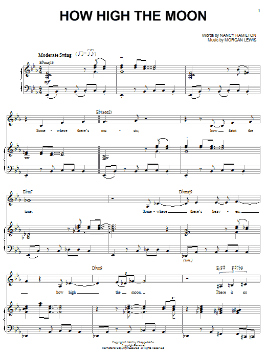 Ann Hampton Callaway How High The Moon sheet music notes and chords arranged for Piano & Vocal