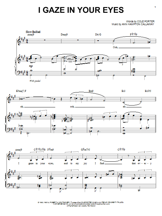 Ann Hampton Callaway I Gaze In Your Eyes sheet music notes and chords arranged for Piano & Vocal