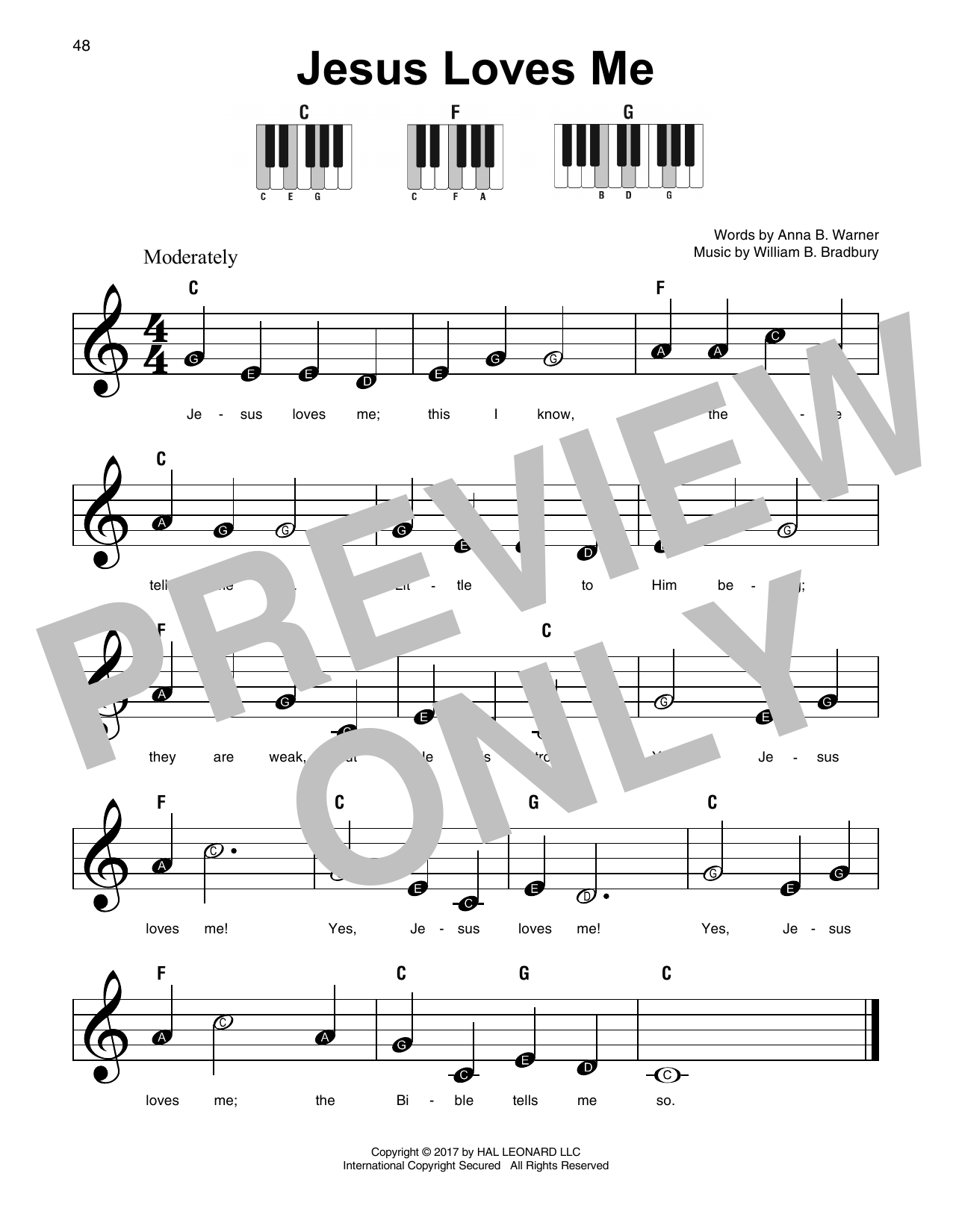 Anna B. Warner Jesus Loves Me sheet music notes and chords. Download Printable PDF.