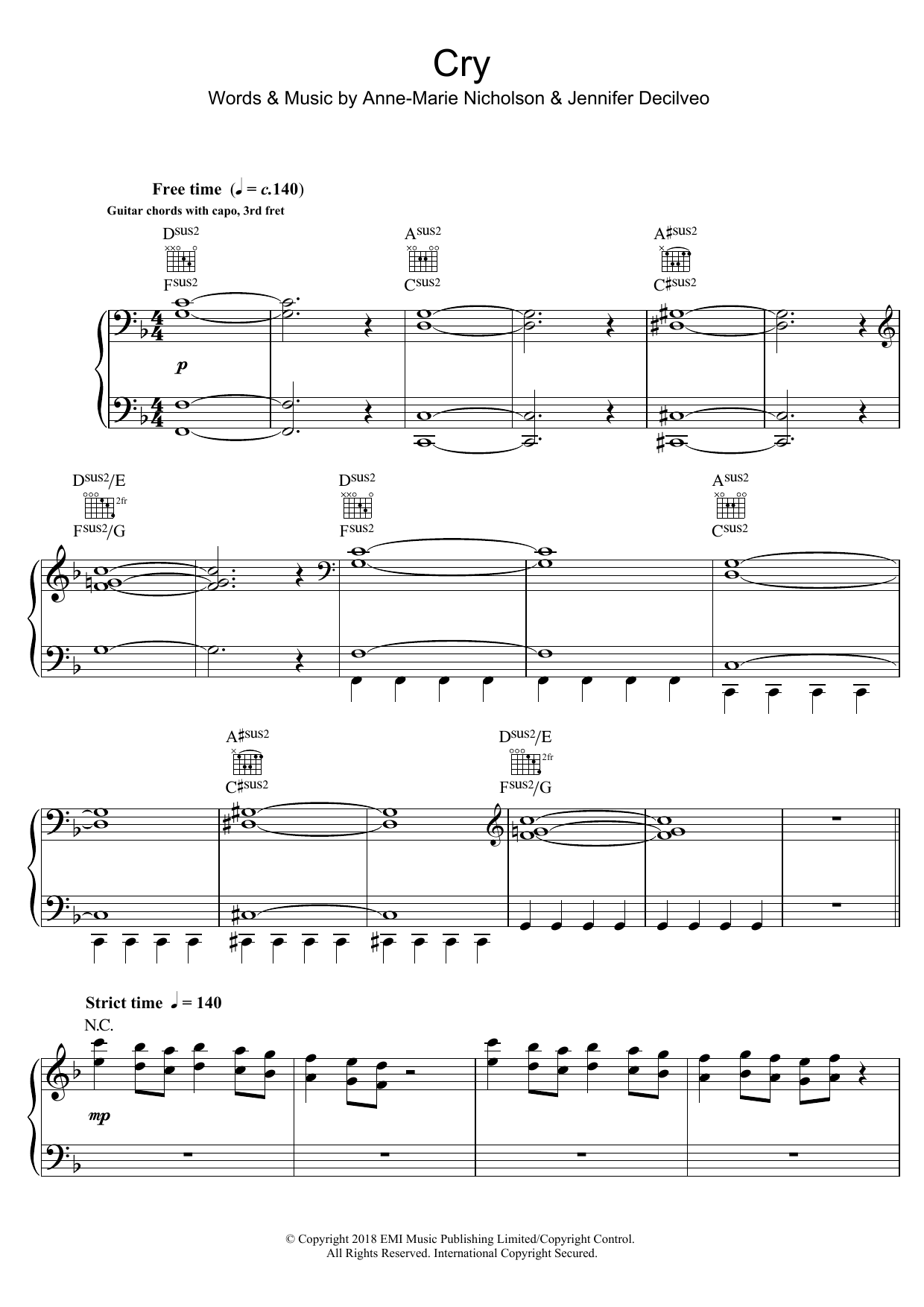 Learn to play Anne-Marie Cry sheet music for Piano, Vocal & Guitar Chords in minutes. Price: 7.8900$ Anne-Marie Cry sheet music notes and chords arranged for Piano, Vocal & Guitar Chords