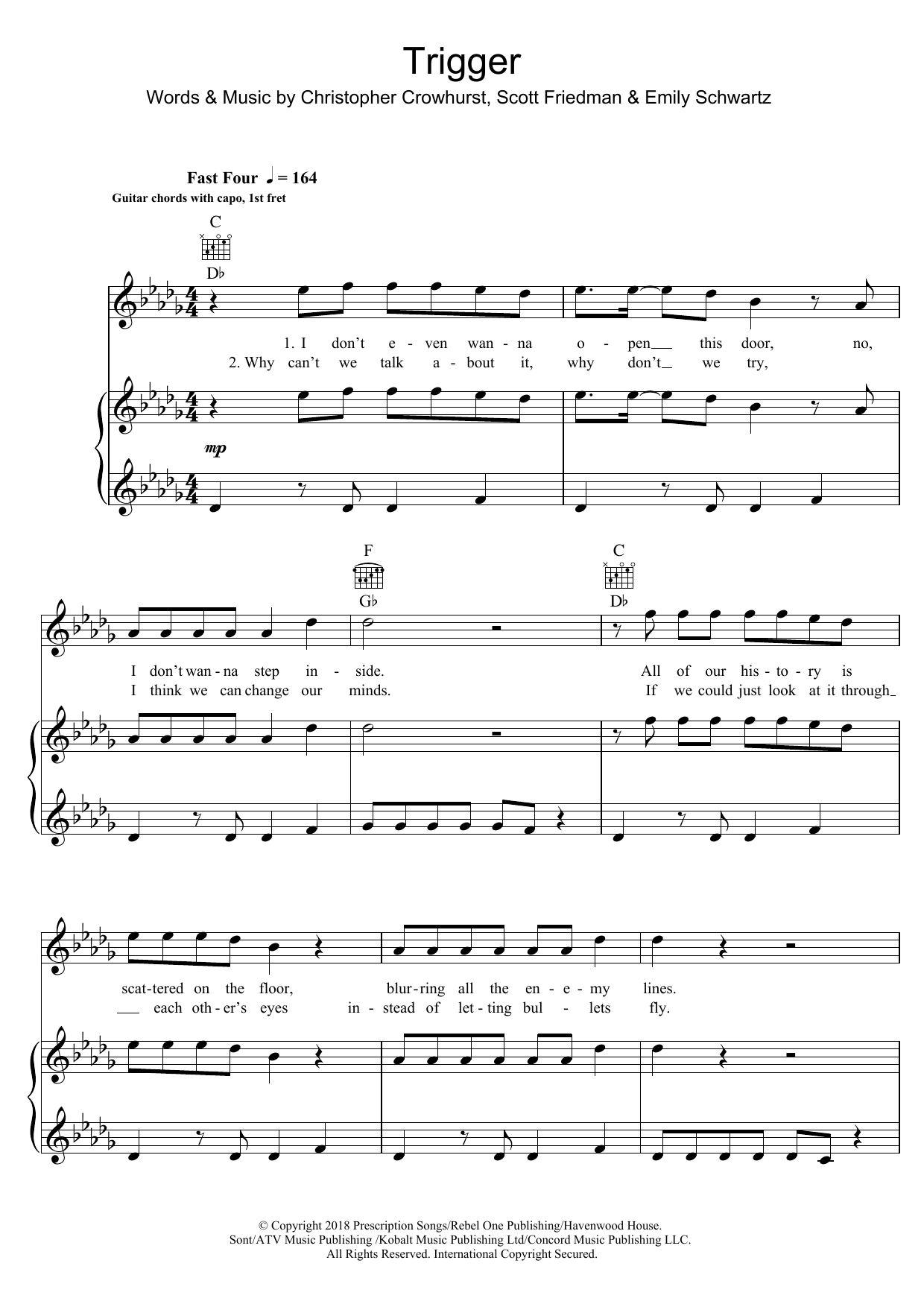 Learn to play Anne-Marie Trigger sheet music for Piano, Vocal & Guitar Chords in minutes. Price: 7.8900$ Anne-Marie Trigger sheet music notes and chords arranged for Piano, Vocal & Guitar Chords