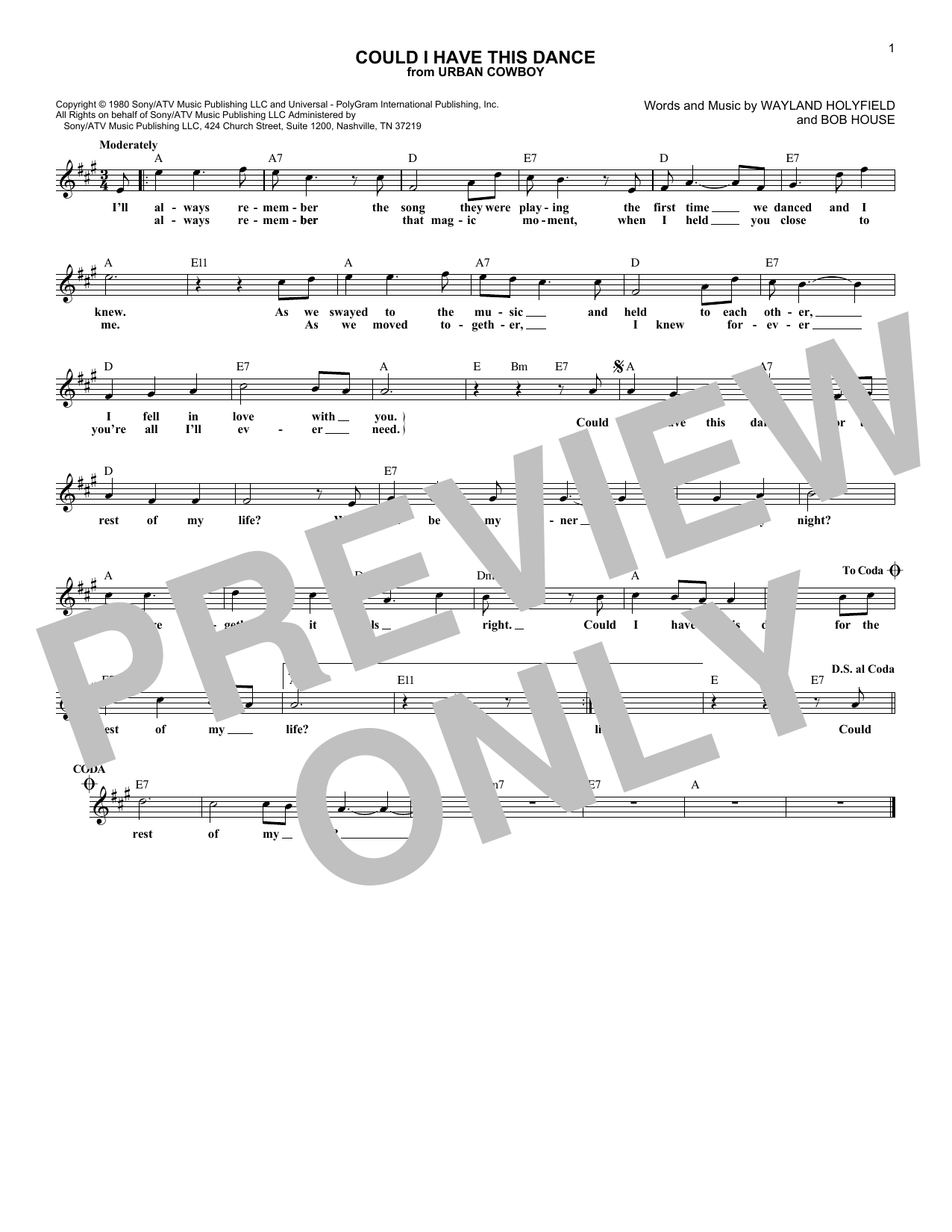 Anne Murray Could I Have This Dance sheet music notes and chords. Download Printable PDF.