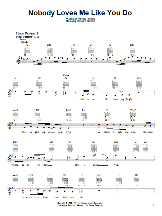 Anne Murray Nobody Loves Me Like You Do sheet music notes and chords. Download Printable PDF.