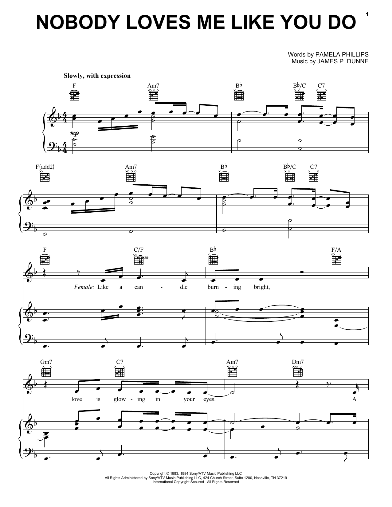 Anne Murray with Dave Loggins Nobody Loves Me Like You Do sheet music notes and chords. Download Printable PDF.