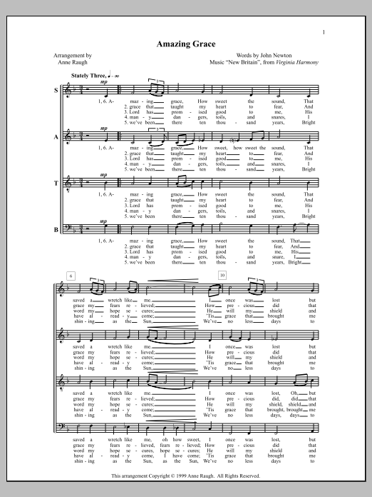 Anne Raugh Amazing Grace sheet music notes and chords. Download Printable PDF.