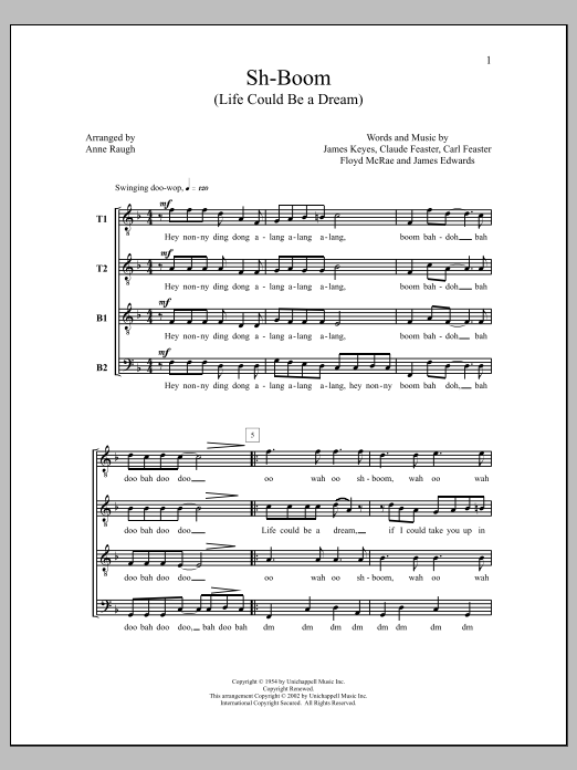 Anne Raugh Sh-boom (life Could Be A Dream) sheet music notes and chords. Download Printable PDF.