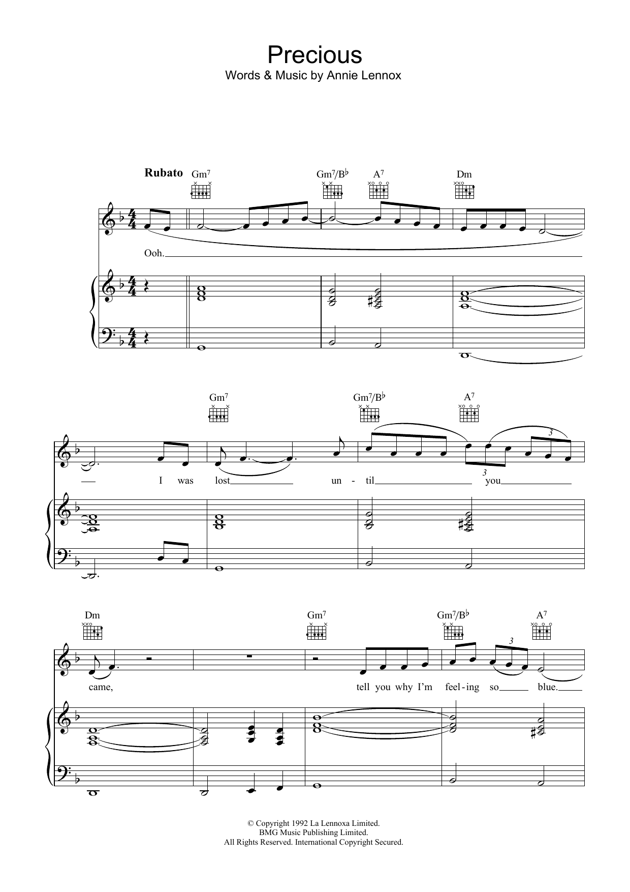 Learn to play Annie Lennox Precious sheet music for Piano, Vocal & Guitar Chords in minutes. Price: 7.8900$ Annie Lennox Precious sheet music notes and chords arranged for Piano, Vocal & Guitar Chords