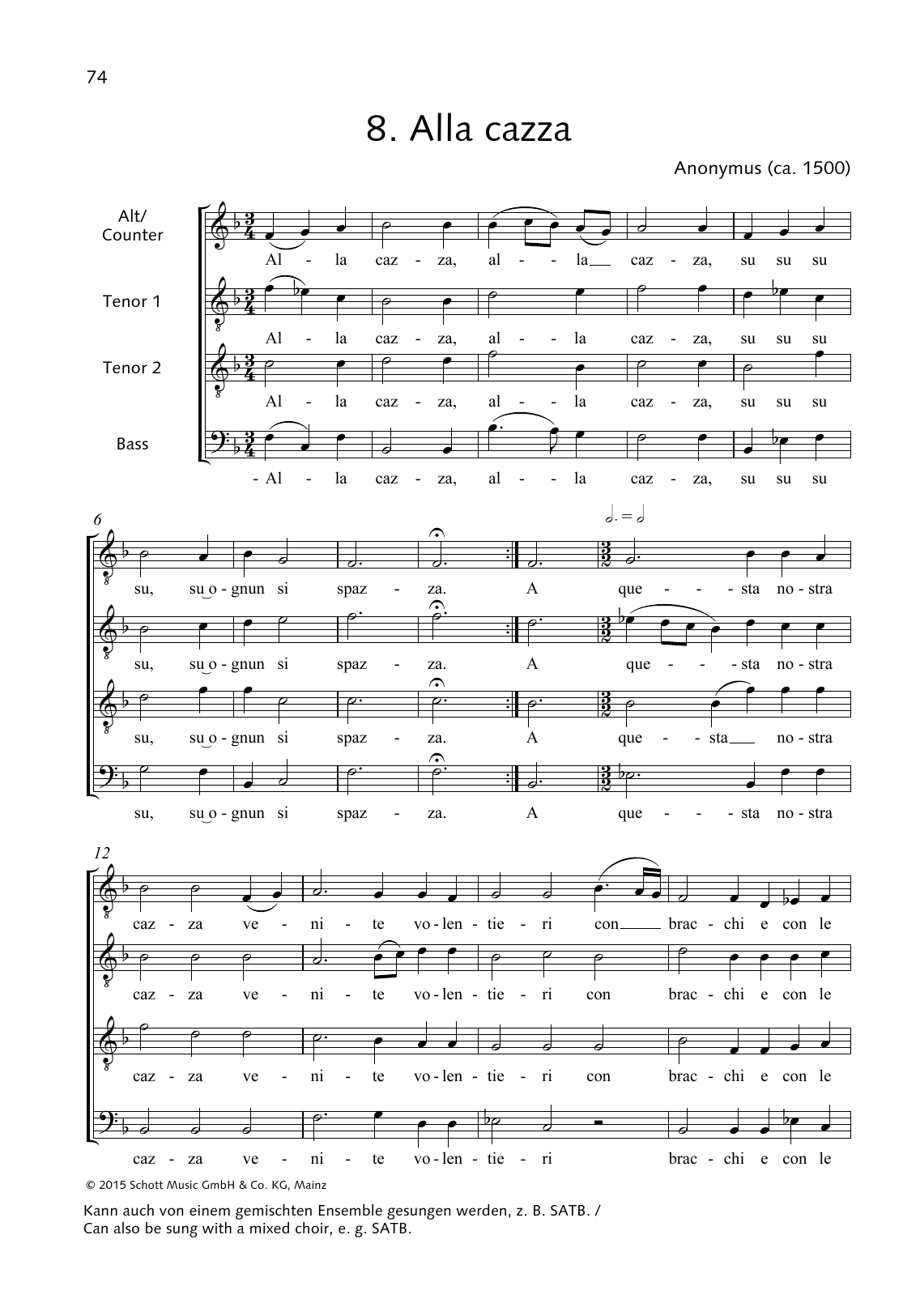 Anonymous Alla cazza sheet music notes and chords. Download Printable PDF.