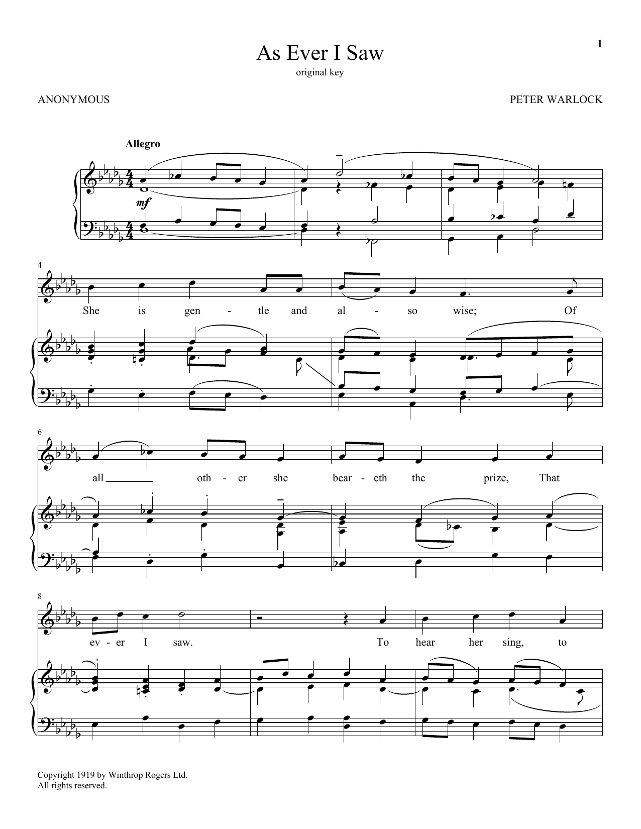 Learn to play Anonymous As Ever I Saw sheet music for Piano & Vocal in minutes. Price: 7.8900$ Anonymous As Ever I Saw sheet music notes and chords arranged for Piano & Vocal