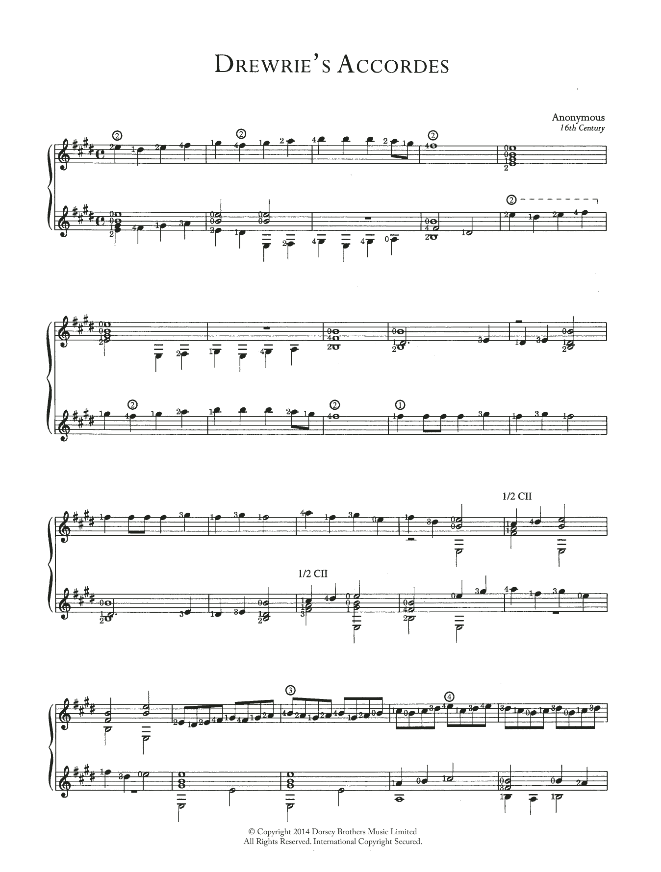 Anonymous Drewrie's Accordes sheet music notes and chords. Download Printable PDF.