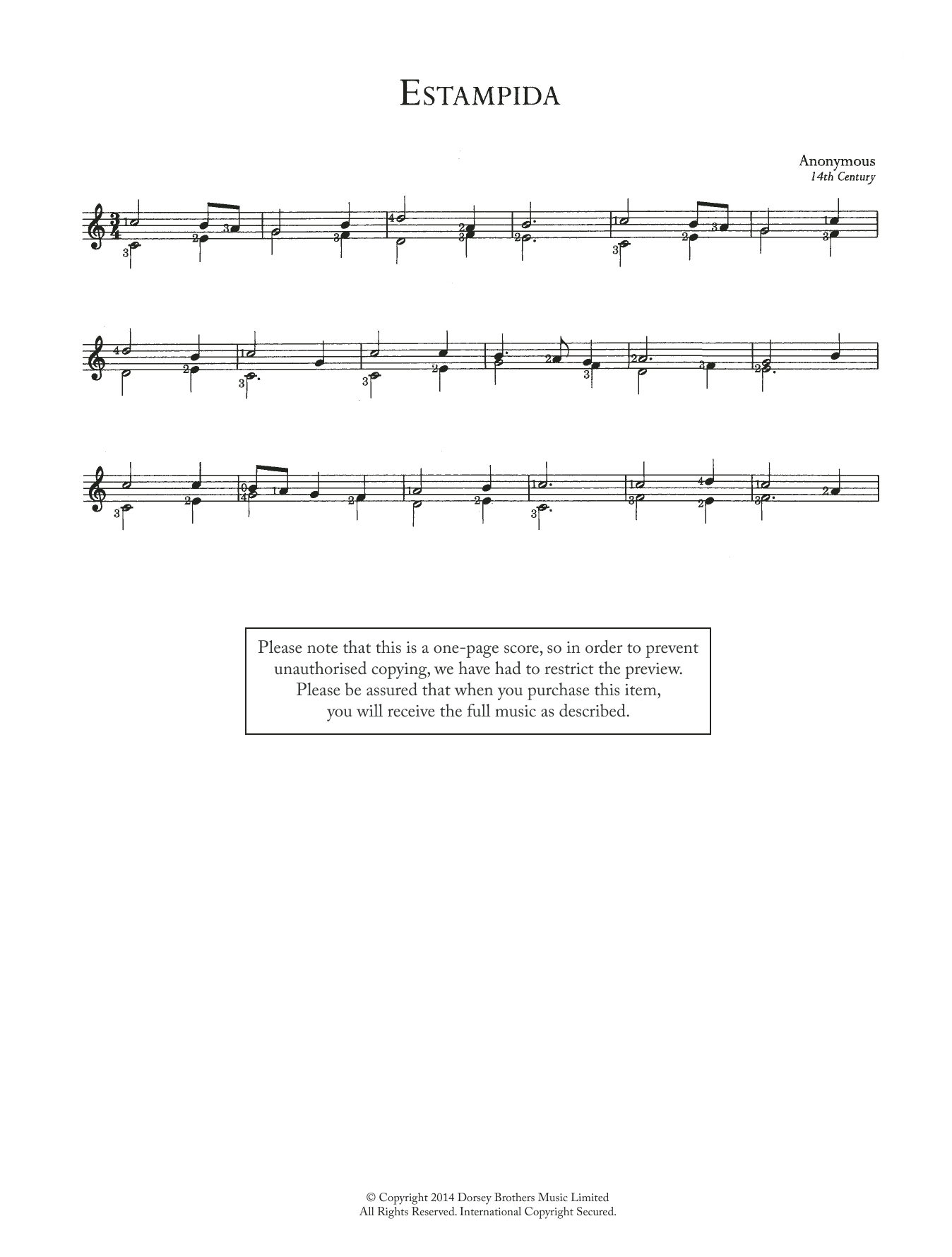 Anonymous Estampida sheet music notes and chords. Download Printable PDF.