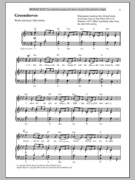 Learn to play Anonymous Greensleeves sheet music for Piano & Vocal in minutes. Price: 6.9900$ Anonymous Greensleeves sheet music notes and chords arranged for Piano & Vocal