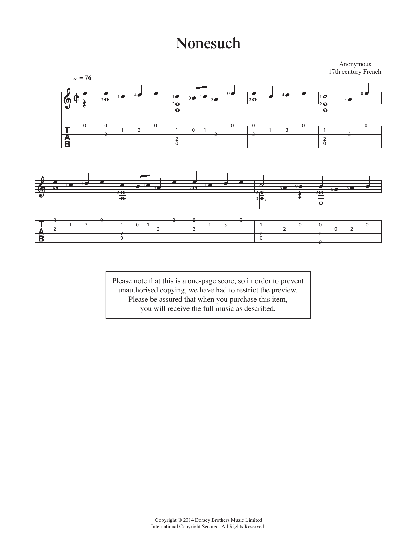 Anonymous Nonesuch sheet music notes and chords. Download Printable PDF.