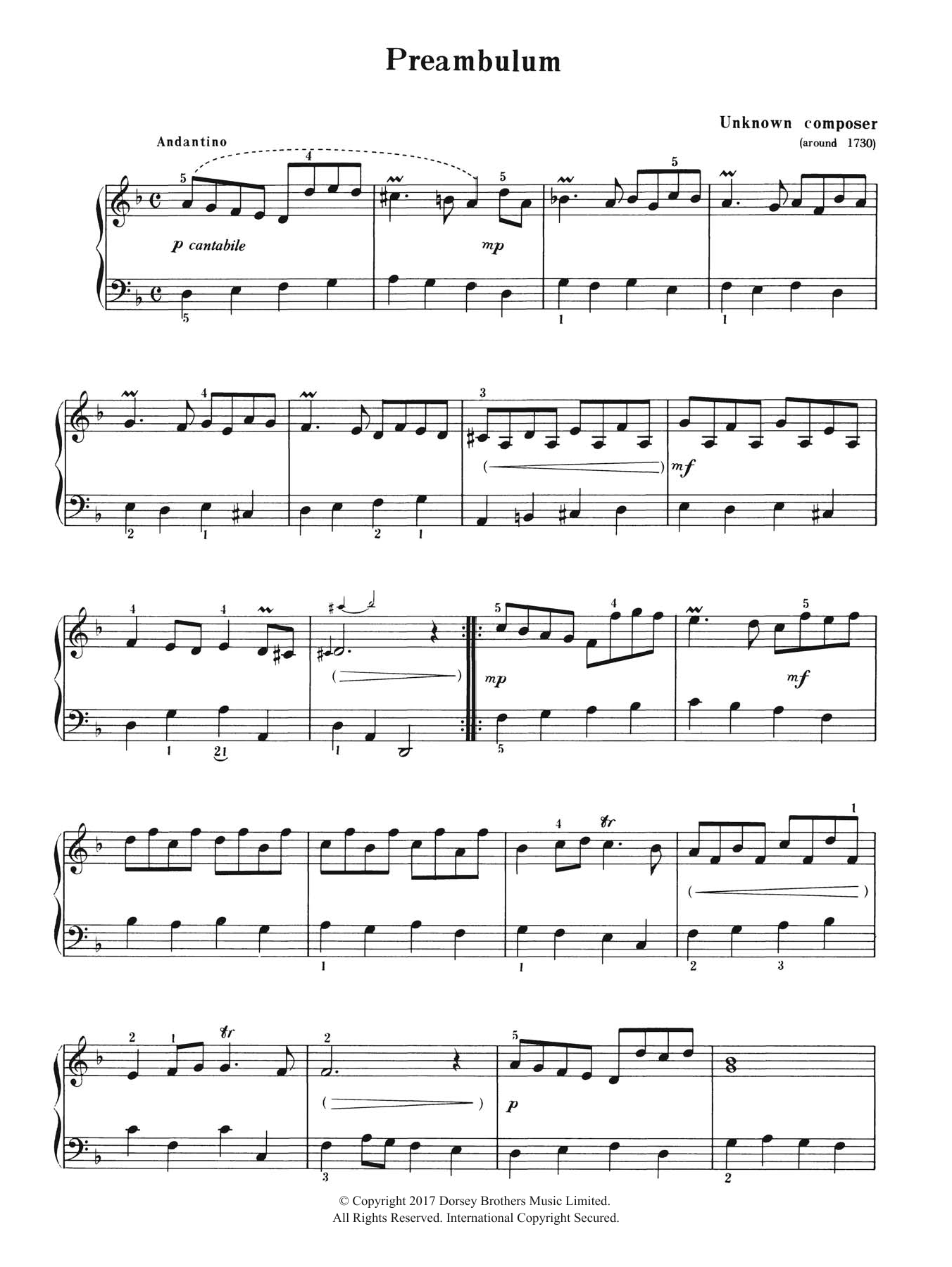 Learn to play Anon Preambulum sheet music for Piano Solo in minutes. Price: 7.8900$ Anon Preambulum sheet music notes and chords arranged for Piano Solo