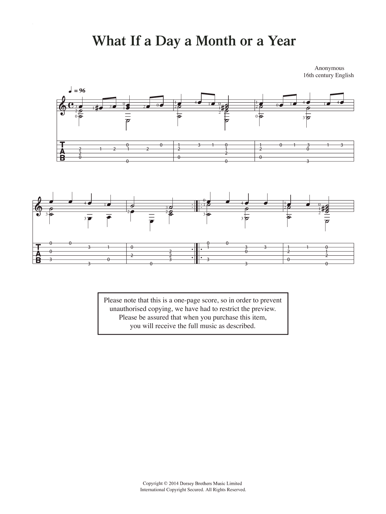 Anonymous What If A Day A Month Or A Year sheet music notes and chords. Download Printable PDF.