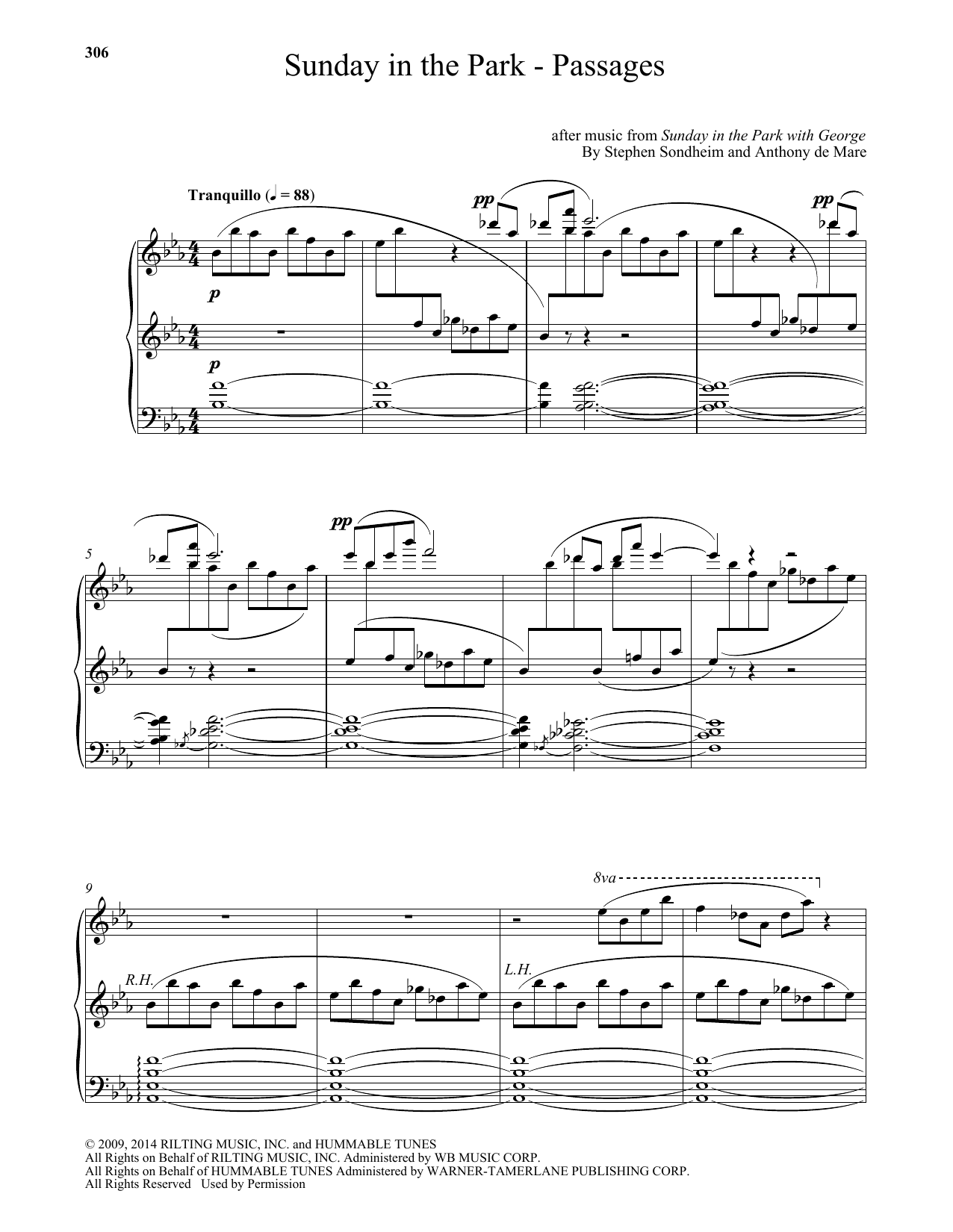 Stephen Sondheim Sunday In The Park - Passages (arr. Anthony de Mare) sheet music notes and chords arranged for Piano Solo