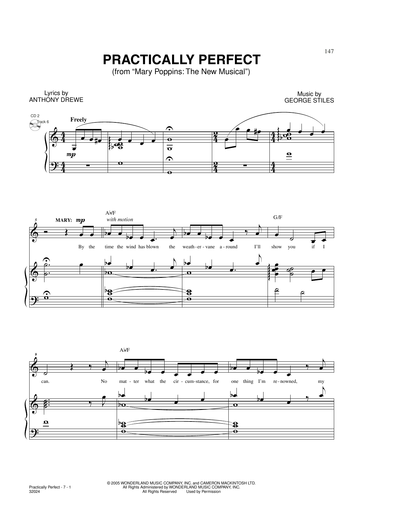 Anthony Drewe Practically Perfect (from Mary Poppins: The New Musical) sheet music notes and chords. Download Printable PDF.