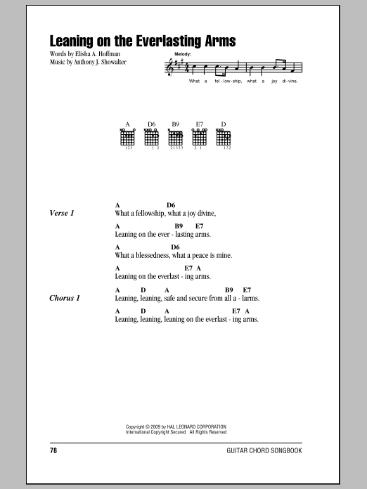 Anthony J. Showalter Leaning On The Everlasting Arms sheet music notes and chords. Download Printable PDF.