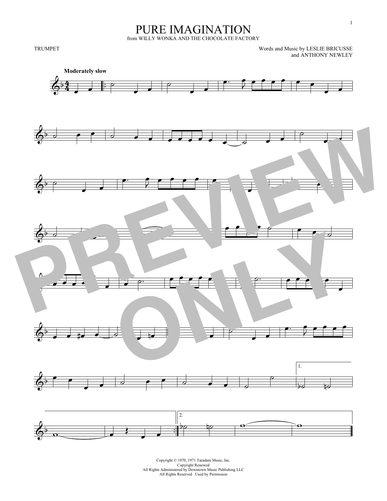 Anthony Newley Pure Imagination sheet music notes and chords. Download Printable PDF.