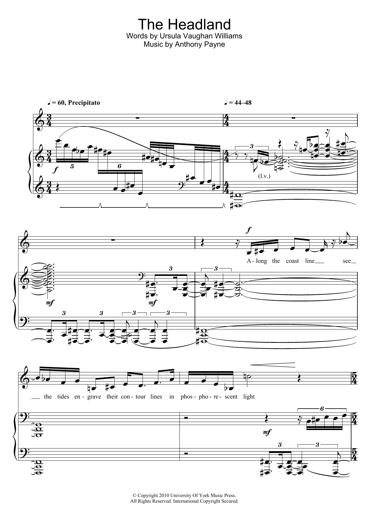 Learn to play Anthony Payne The Headland sheet music for Piano & Vocal in minutes. Price: 7.8900$ Anthony Payne The Headland sheet music notes and chords arranged for Piano & Vocal
