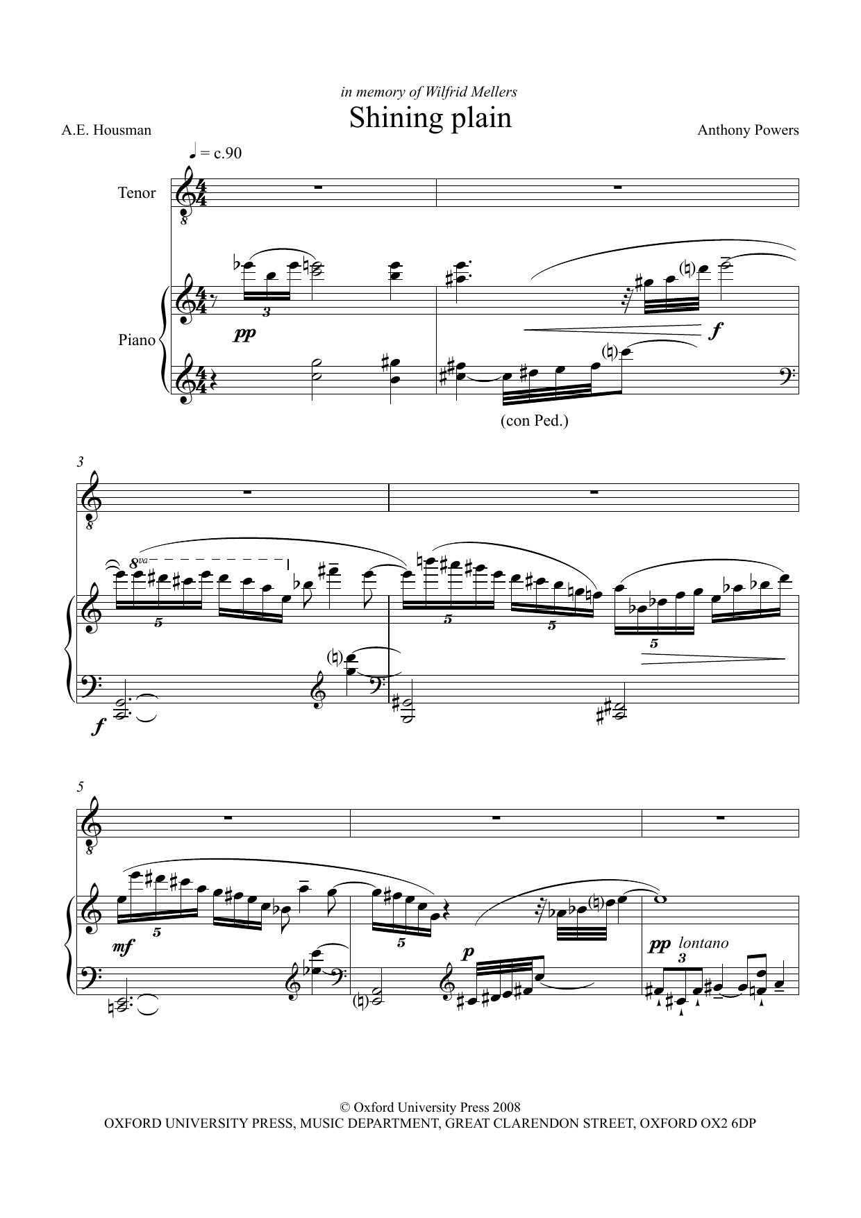 Learn to play Anthony Powers Shining Plain (for tenor & piano) sheet music for Piano & Vocal in minutes. Price: 7.8900$ Anthony Powers Shining Plain (for tenor & piano) sheet music notes and chords arranged for Piano & Vocal