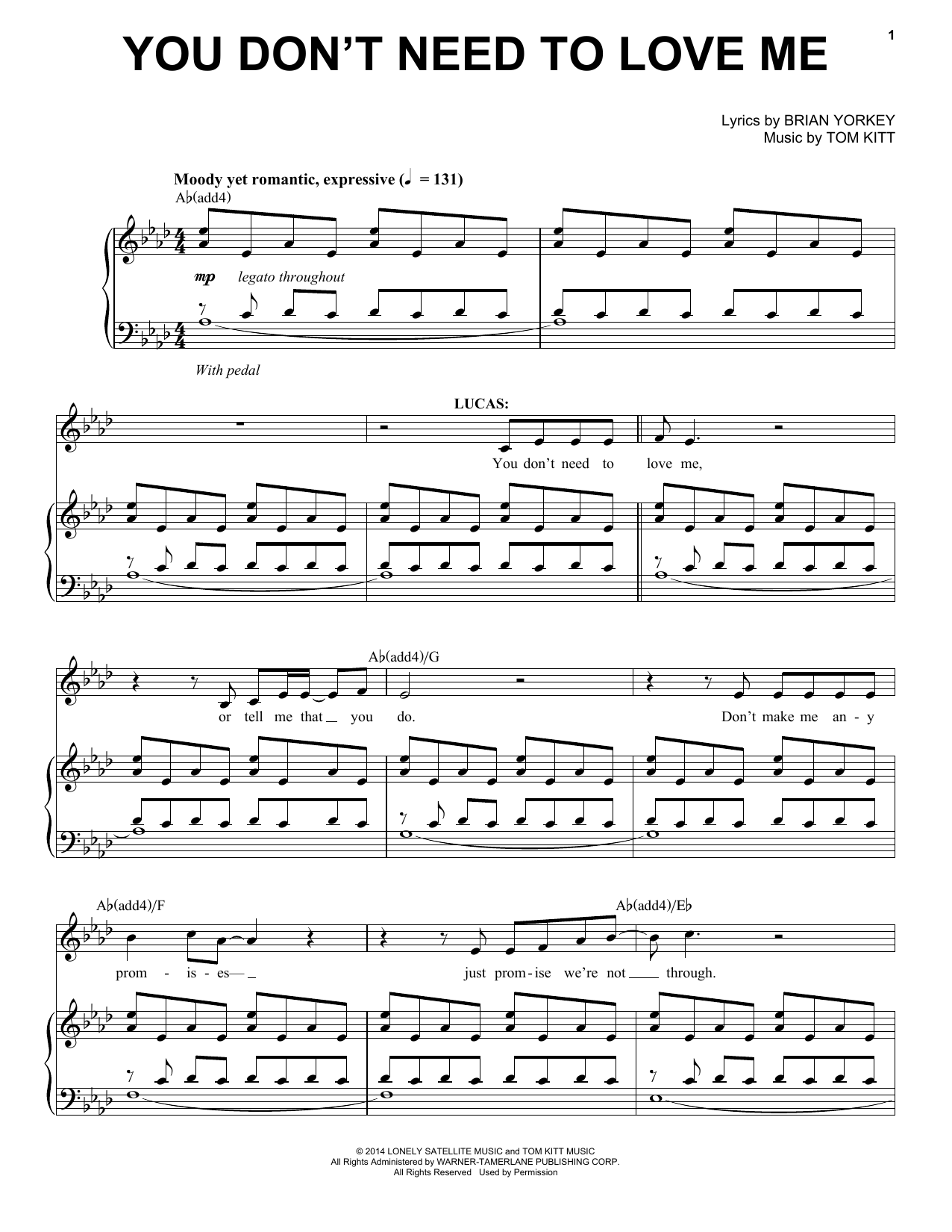 Learn to play Anthony Rapp You Don't Need To Love Me (from If/Then: A New Musical) sheet music for Piano & Vocal in minutes. Price: 7.8900$ Anthony Rapp You Don't Need To Love Me (from If/Then: A New Musical) sheet music notes and chords arranged for Piano & Vocal