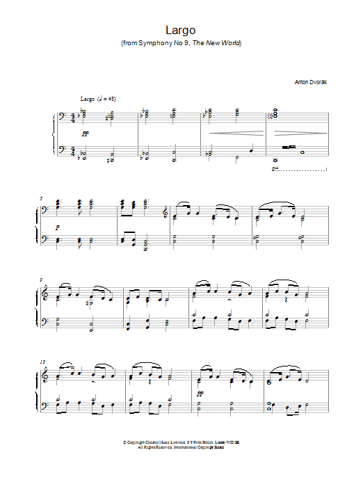 Antonin Dvorak Largo sheet music notes and chords arranged for Violin Duet