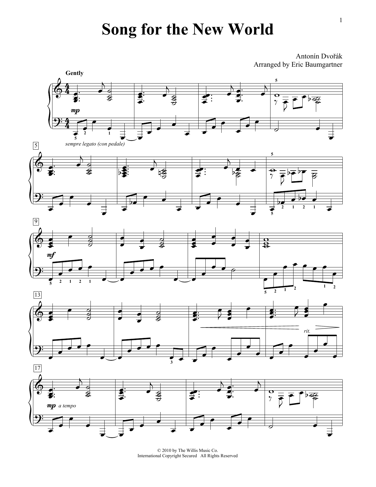 Learn to play Antonin Dvorak Song For The New World sheet music for Educational Piano in minutes. Price: 6.9900$ Antonin Dvorak Song For The New World sheet music notes and chords arranged for Educational Piano