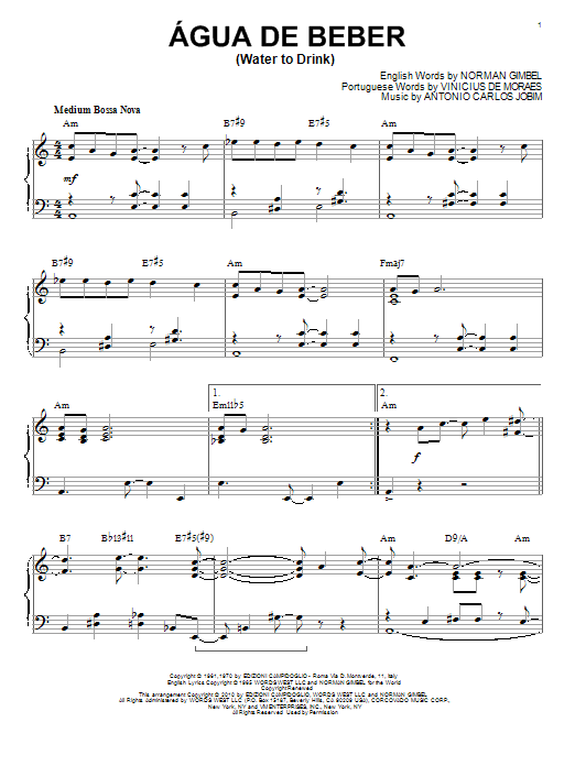 Antonio Carlos Jobim Agua De Beber (Water To Drink) [Jazz version] (arr. Brent Edstrom) sheet music notes and chords. Download Printable PDF.