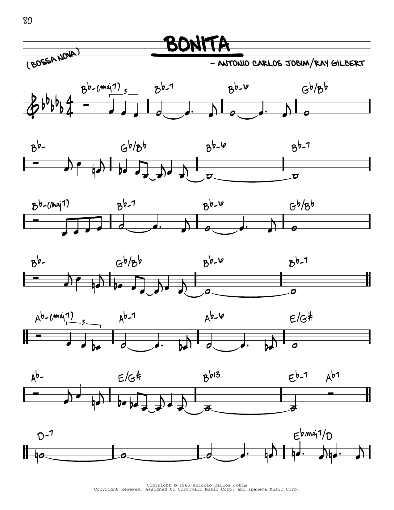 Antonio Carlos Jobim Bonita sheet music notes and chords. Download Printable PDF.