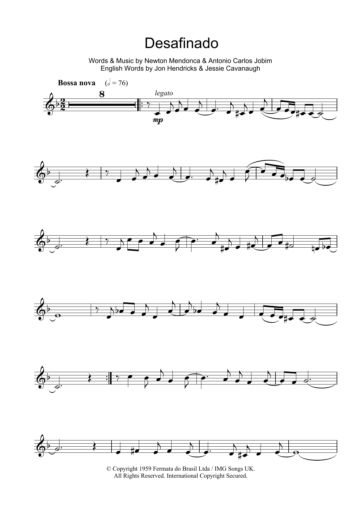 Antonio Carlos Jobim Desafinado (Slightly Out Of Tune) sheet music notes and chords. Download Printable PDF.