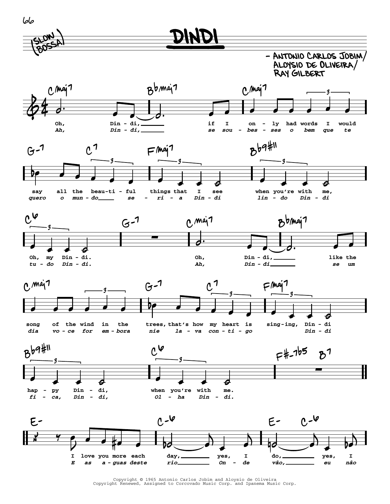 Antonio Carlos Jobim Dindi (Low Voice) sheet music notes and chords. Download Printable PDF.