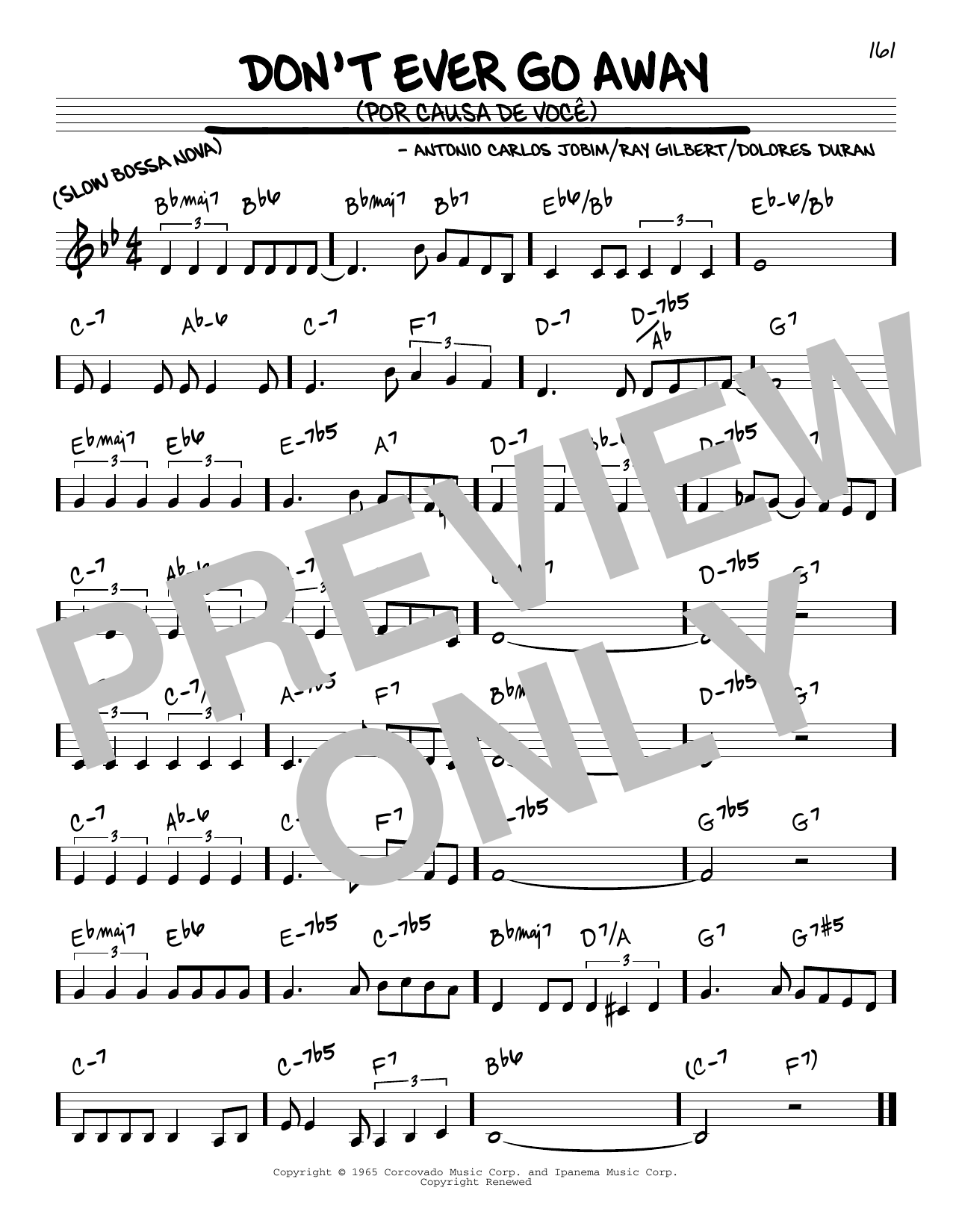 Antonio Carlos Jobim Don't Ever Go Away (Por Causa De Voce) sheet music notes and chords. Download Printable PDF.