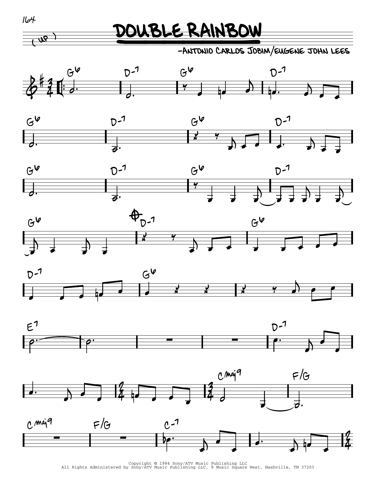 Antonio Carlos Jobim Double Rainbow sheet music notes and chords. Download Printable PDF.