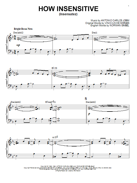 Antonio Carlos Jobim How Insensitive (Insensatez) [Jazz version] (arr. Brent Edstrom) sheet music notes and chords. Download Printable PDF.